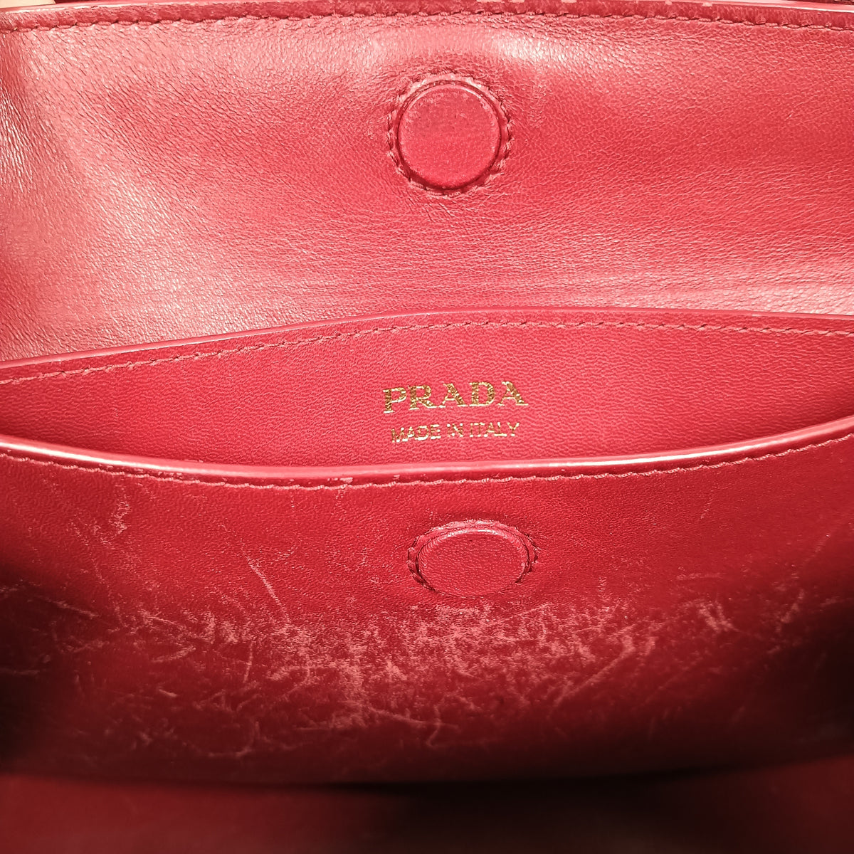 PRADA 2WAY Bag Saffiano 1BG 775 Black/Red **Damage/Inside Damage/Stain
