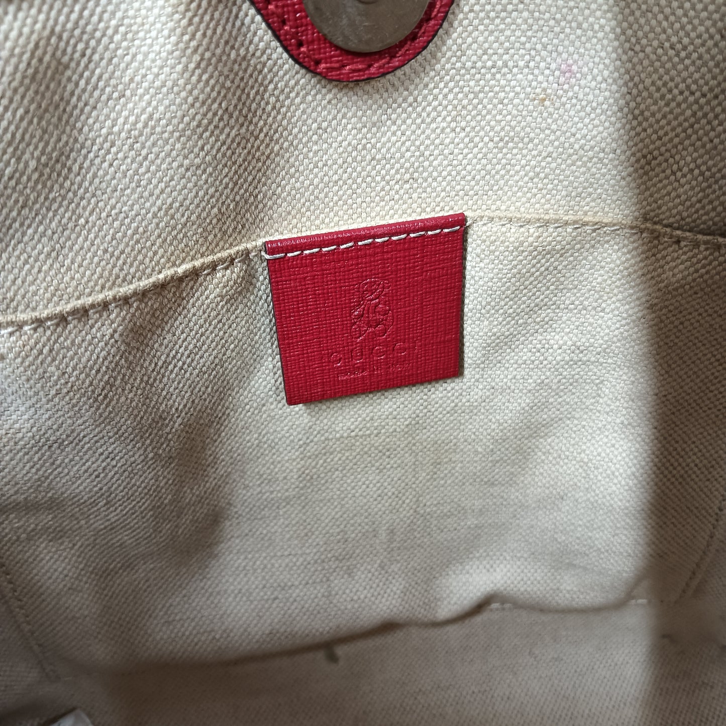 GUCCI Tote Bag 410812 Brown And Red **Stain *Inside Stain