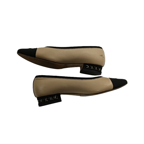 CHANEL Pumps 36 1/2 Lady's Beige/Black G33323 **Stain