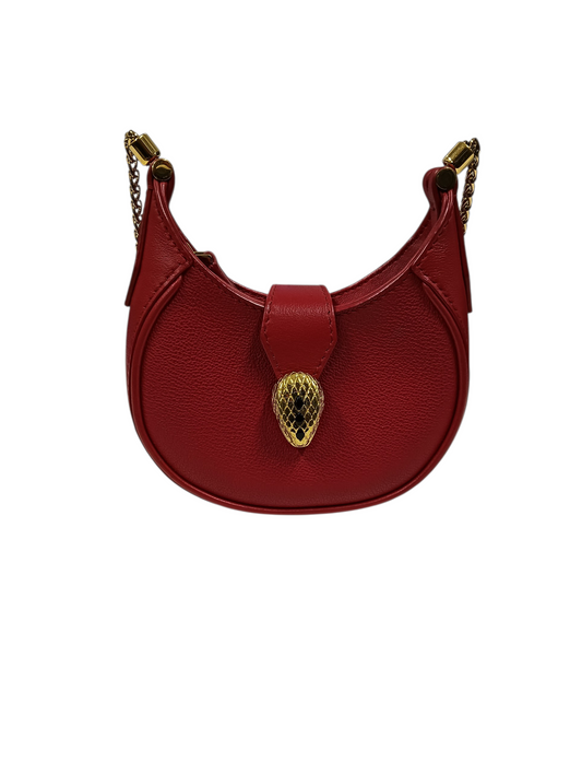 BVLGARI Mini Shoulder Bag Serpenti Ellipse Red/Gold