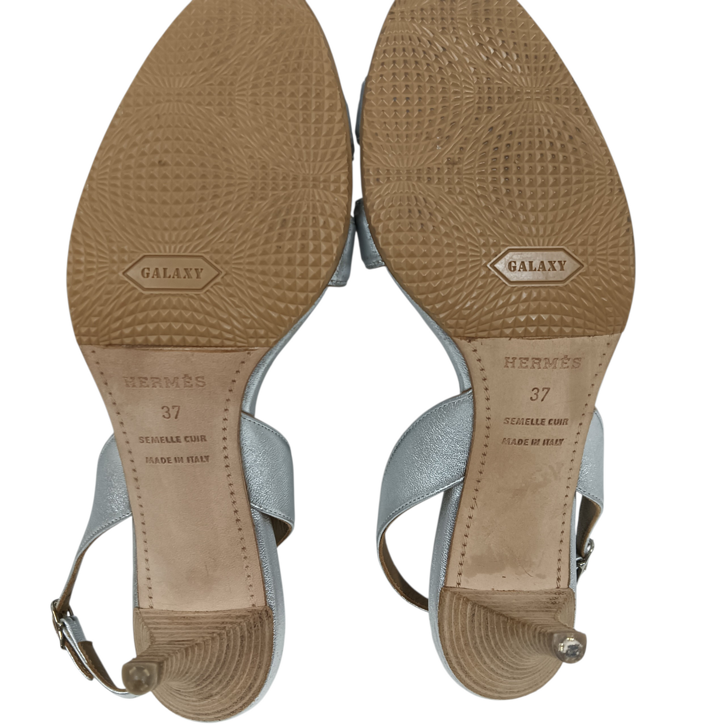 HERMES Pumps 37 Silver Scratch