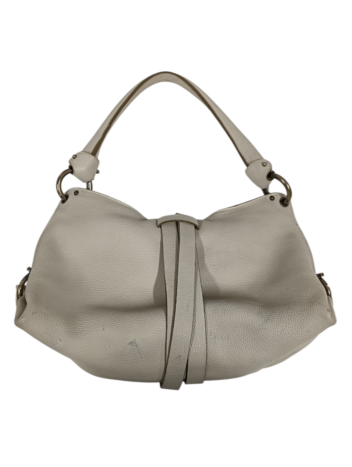 Salvatore Ferragamo Shoulder Bag White EE-21 B643/ Rank(B) Stain/Damage