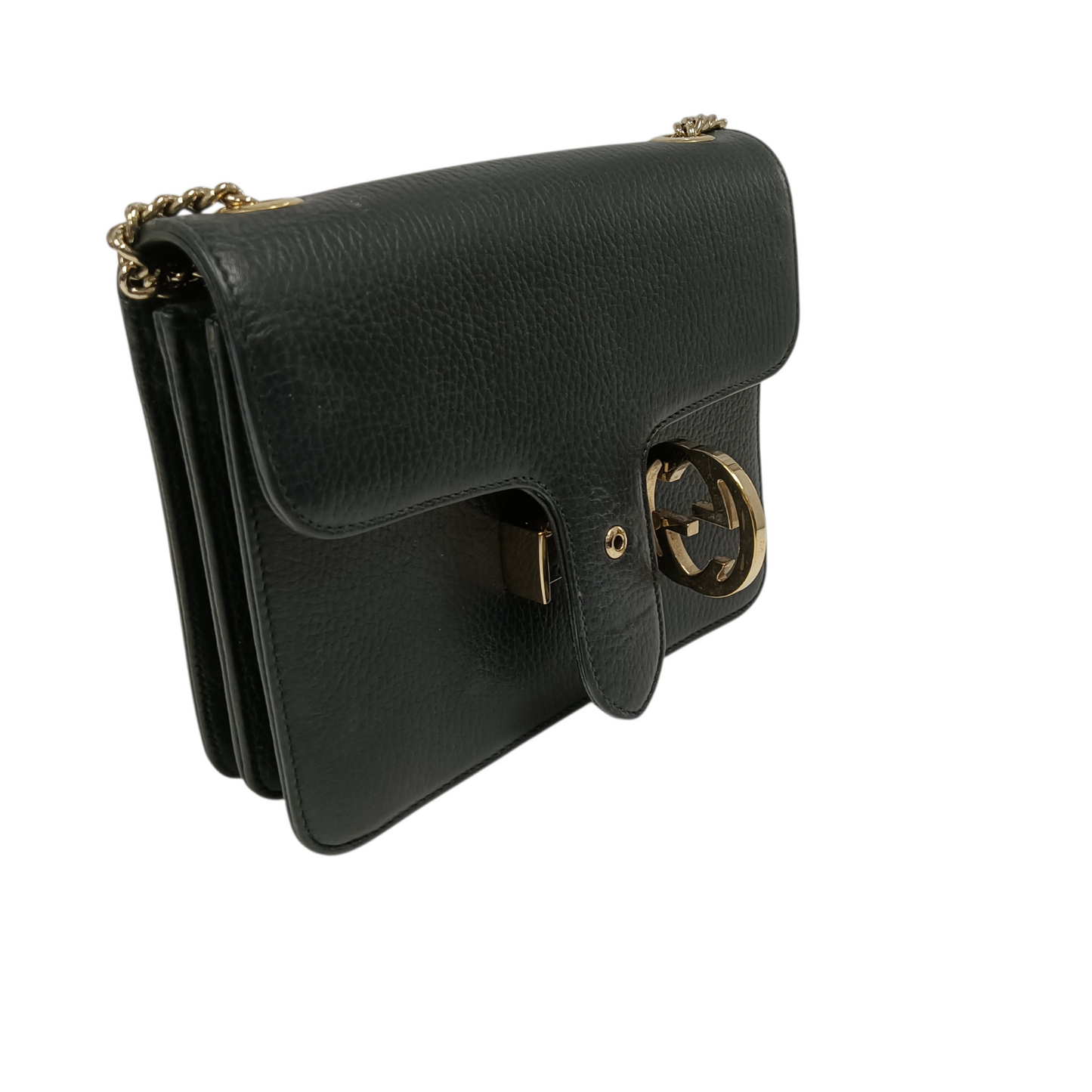 GUCCI Chain Shoulder Bag Interlocking G 510304 Black Stain