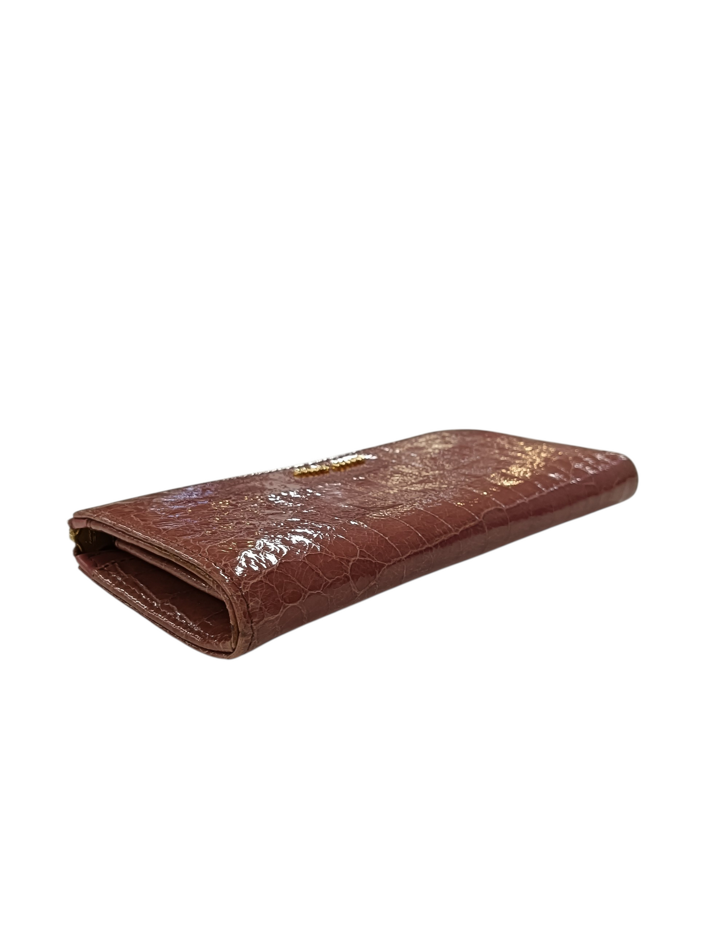 MIU MIU Long Wallet CROC EMBOSSED LEATHER Pink Stain