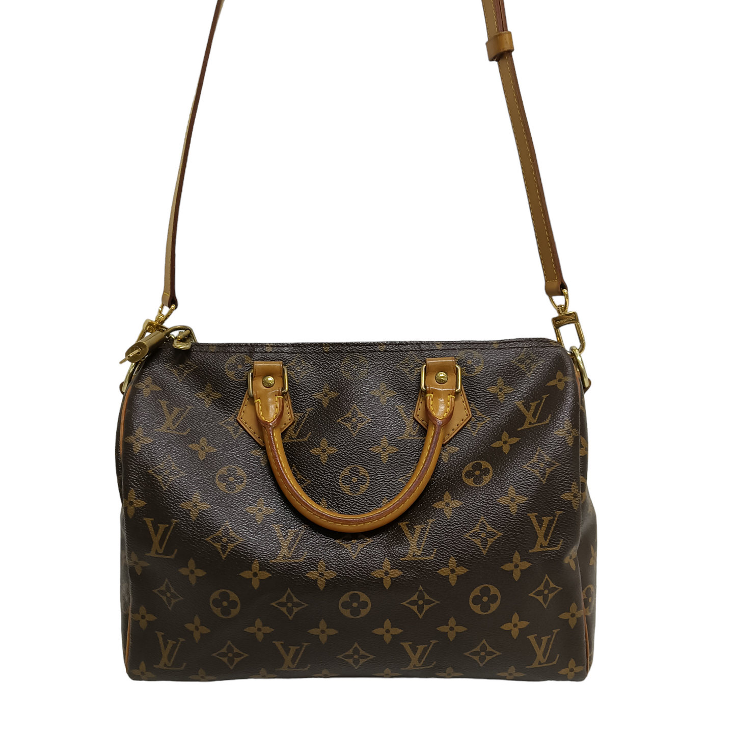 LOUIS VUITTON Boston Bag Monogram Brown Speedy 30 Bandouliere M41112