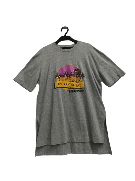 FENDI T-SHIRT SIZE S LADY'S GRAY FS7011 A3BM *TAG DAMAGE