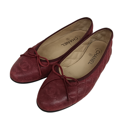CHANEL Pumps 38 Lady's Red RANK BC Stain G26250