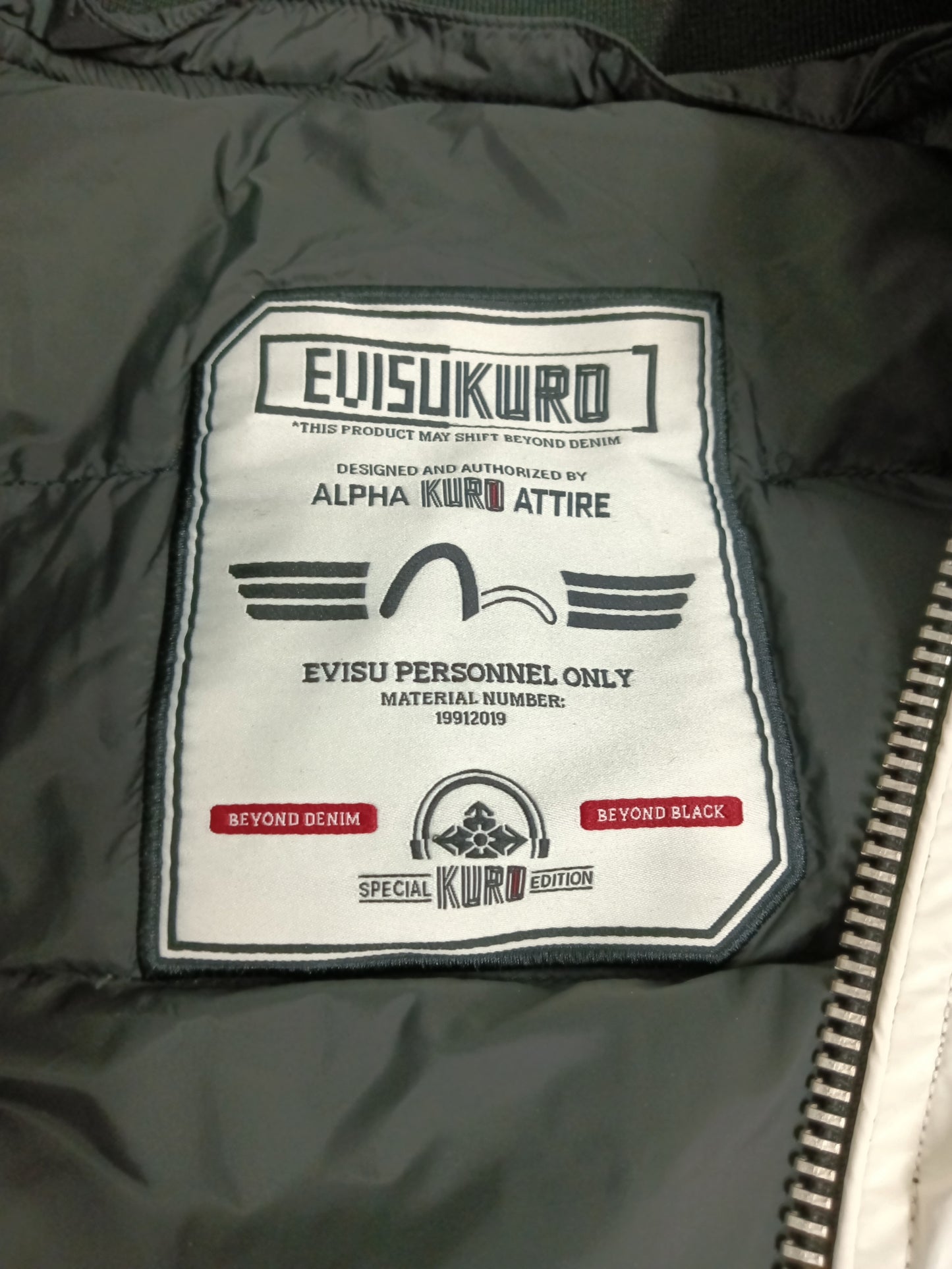 ALPHA JACKET EVISU KURO SIZE M MENS BLACK/WHITE 1EAALM9NJ711XX