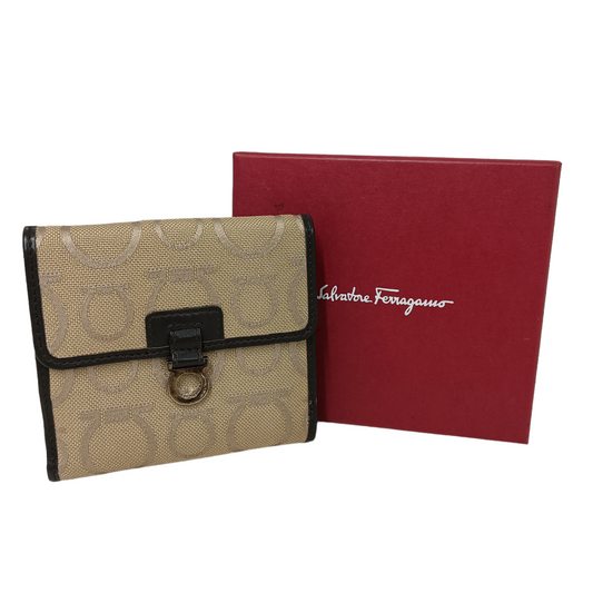 SALVATORE FERRAGAMO Wallet 6748 Beige/Brown Stain JP-22