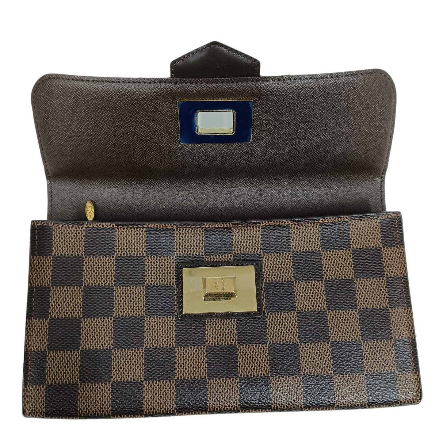 LOUIS VUITTON Long Wallet Damier N63017 Brown Scratch/Damage CA2172 Rosebery Ebene