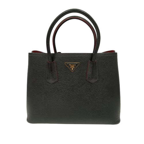 PRADA 2WAY Bag Saffiano 1BG 775 Black/Red **Damage/Inside Damage/Stain