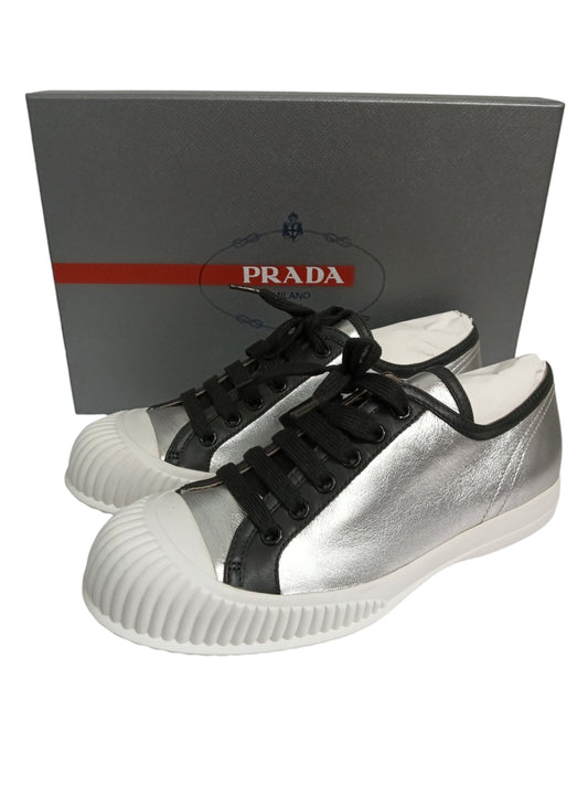 PRADA SNEAKERS SIZE 36.5 LADY'S SILVER 3E 5918