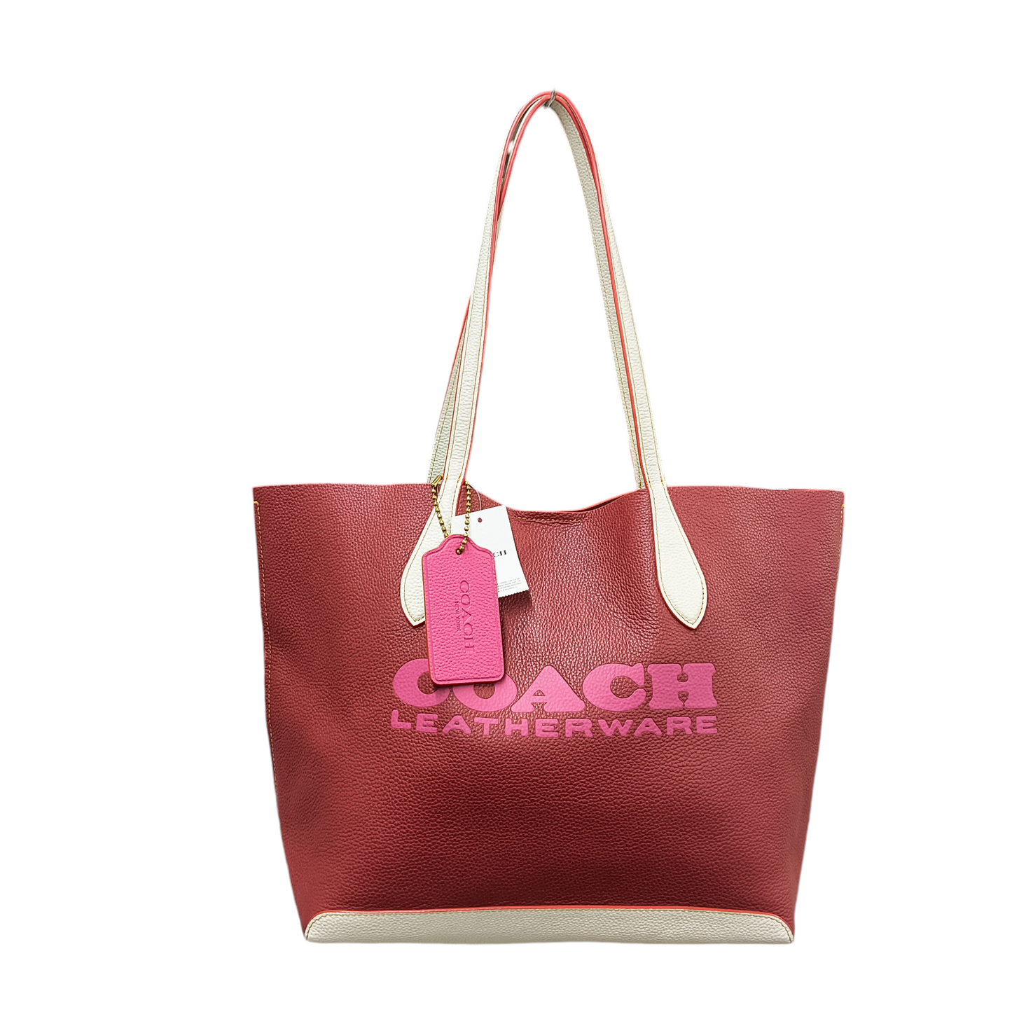 COACH Tote Bag CE734 Red/White Kia LOGO Tote