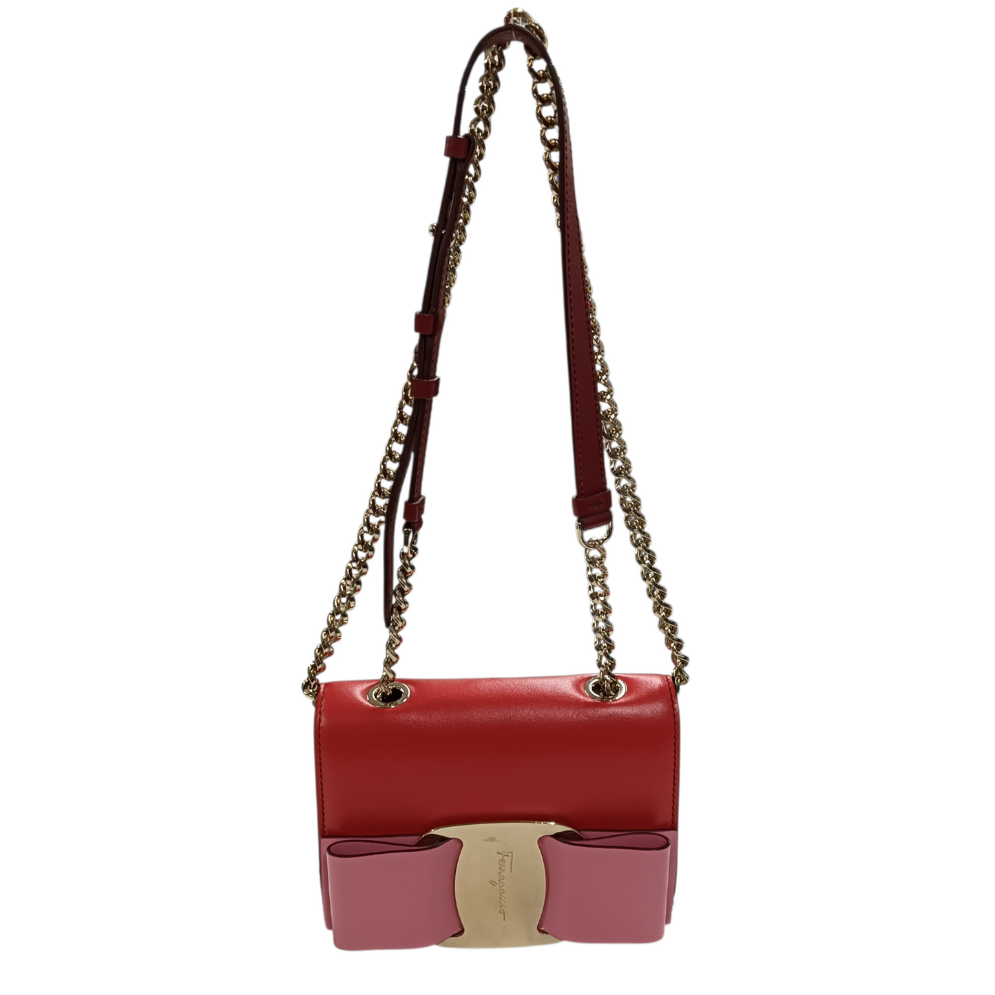 Salvatore Ferragamo Shoulder Bag Oversized Vara Now Mini Bag Red And Pink FZ-21 G965