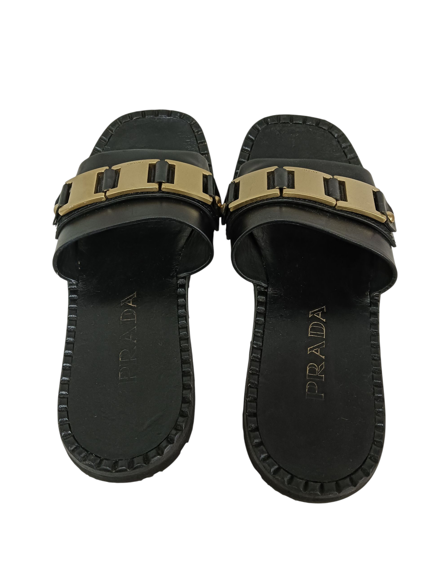 PRADA Stylish Sandals Size 38 Lady's Black Damage
