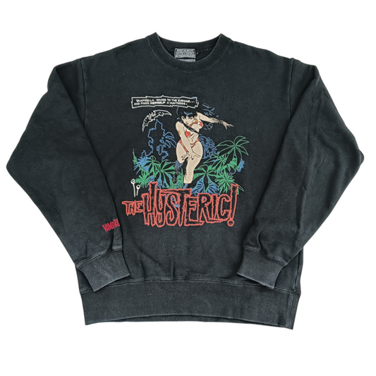 Hysteric Glamour Sweat SIZE L Mens Black Rank B VAMPIRELLA THE HUNTRESS Stain 02223CS14