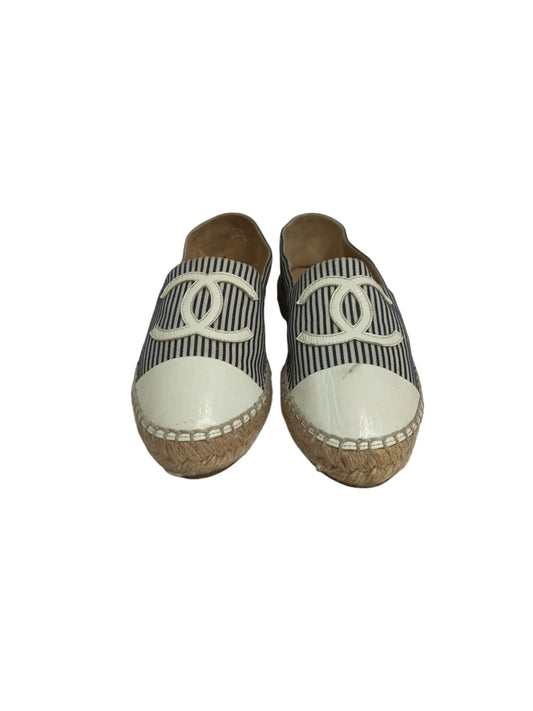 CHANEL ESPADRILLE 35 LADY'S WHITE/BLUE STAIN G29762 RANK(C)