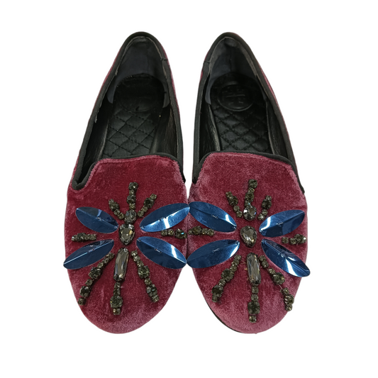 TORY BURCH FLAT SHOES LADY'S SIZE 39 PURPLE