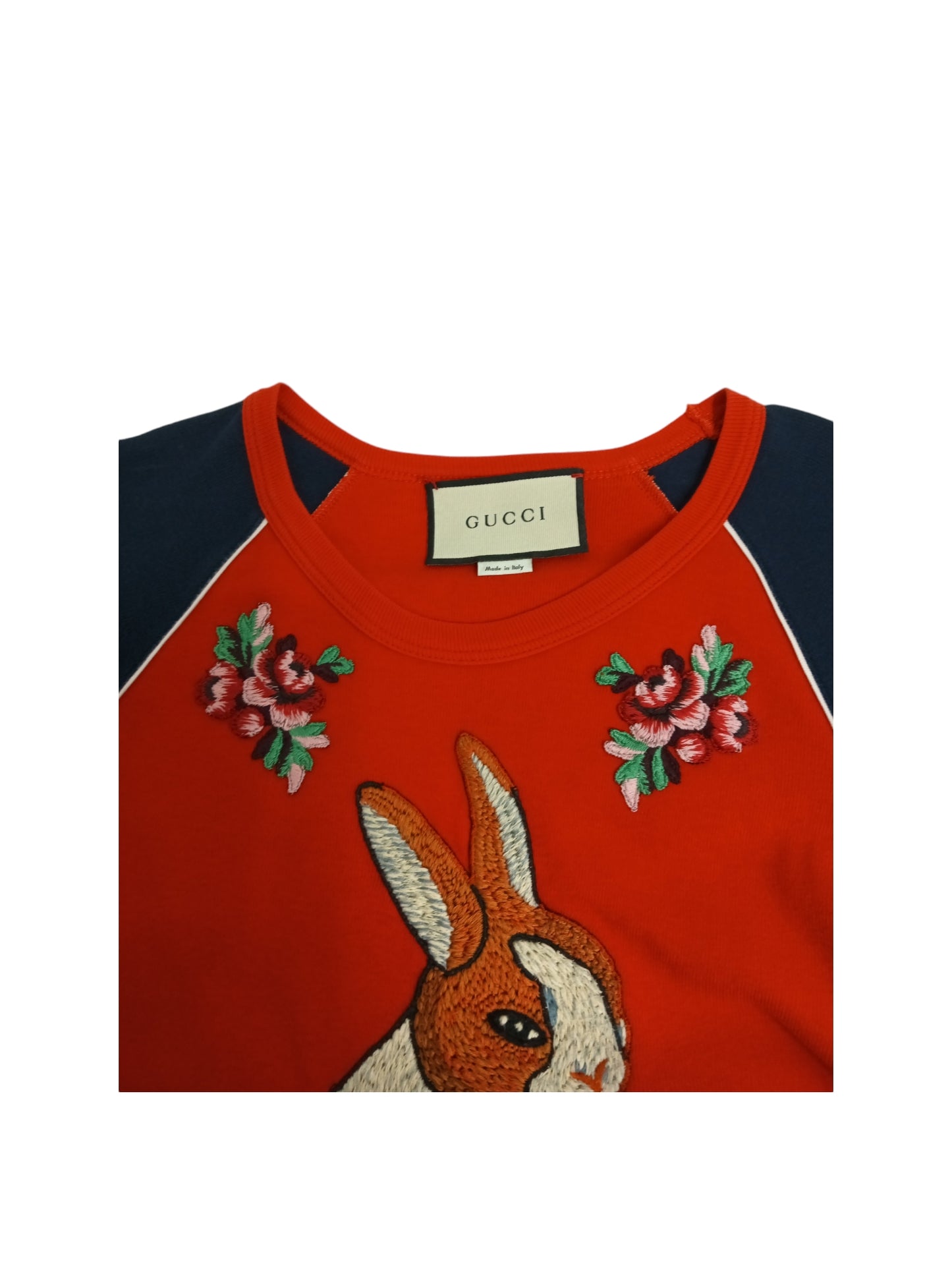 GUCCI T-SHIRT XS LADY'S ORANGE/NAVY 461423 *RABBIT