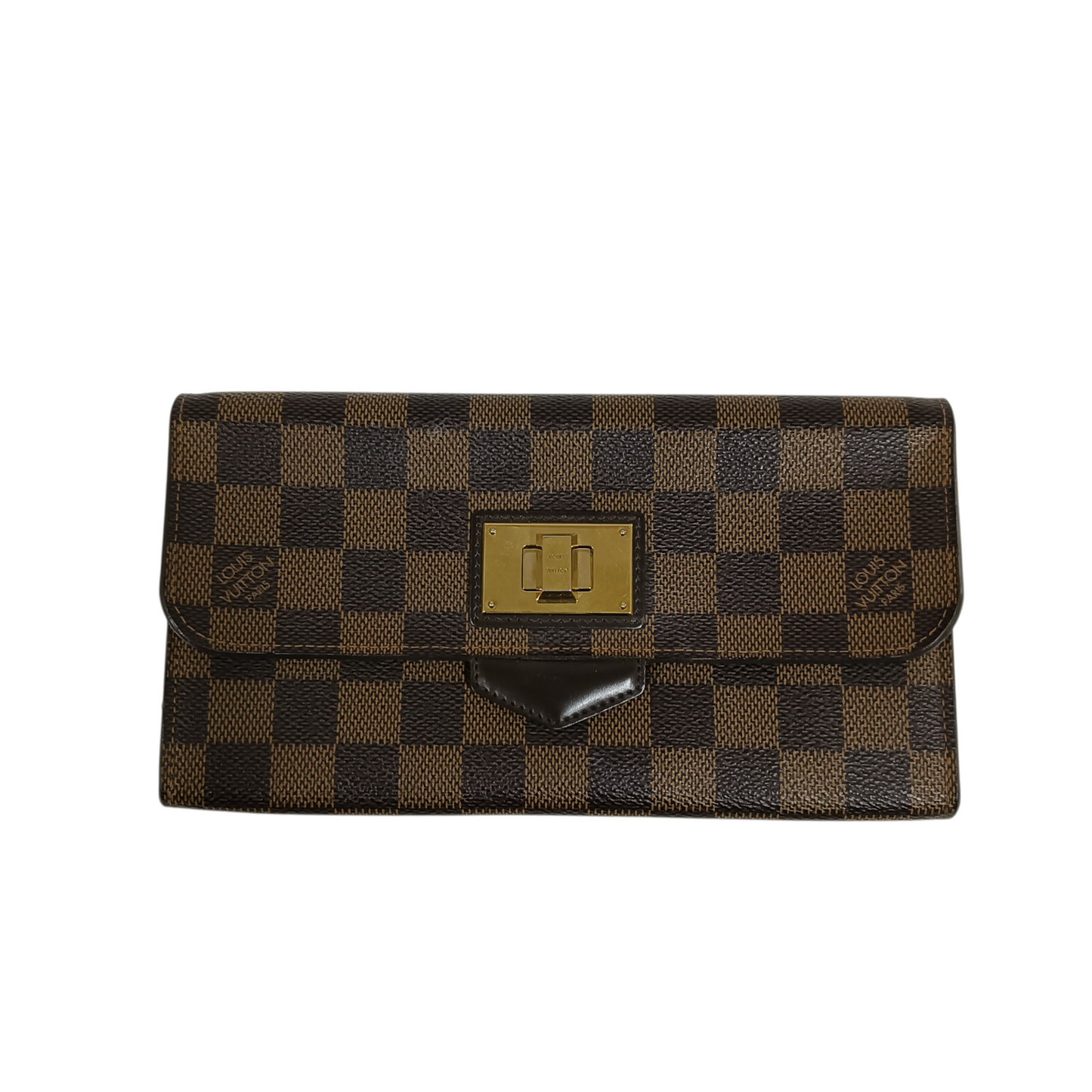 LOUIS VUITTON Long Wallet Damier N63017 Brown Scratch/Damage CA2172 Rosebery Ebene