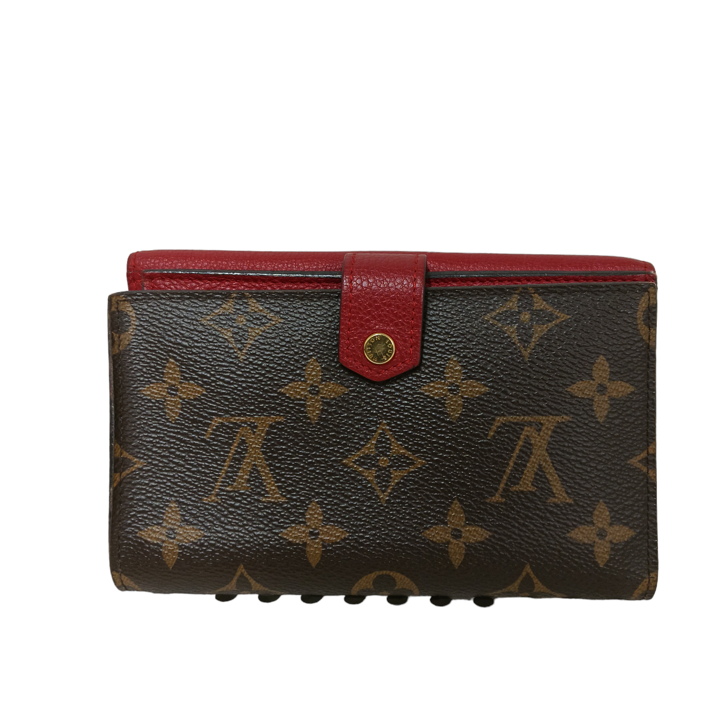 LOUIS VUITTON Wallet Monogram M60140 Brown/Red Damage CA3165 Canvas Pallas Compact