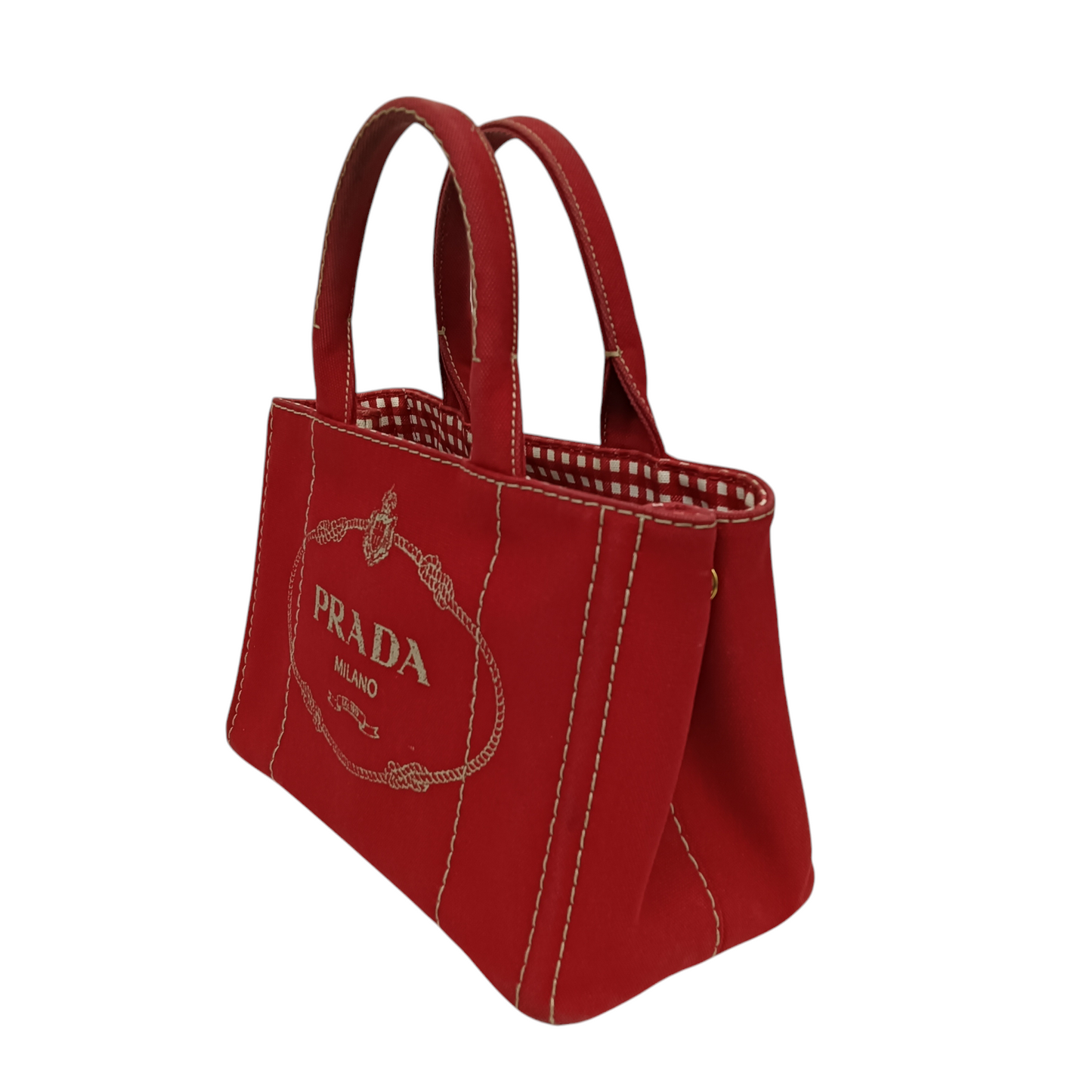 PRADA 2WAY Bag Canapa 1BG439 Rank B Red 204 With out Starp