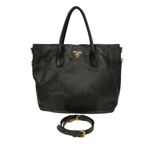 PRADA 2WAY Bag Black Self-Repaint/Handle Damage