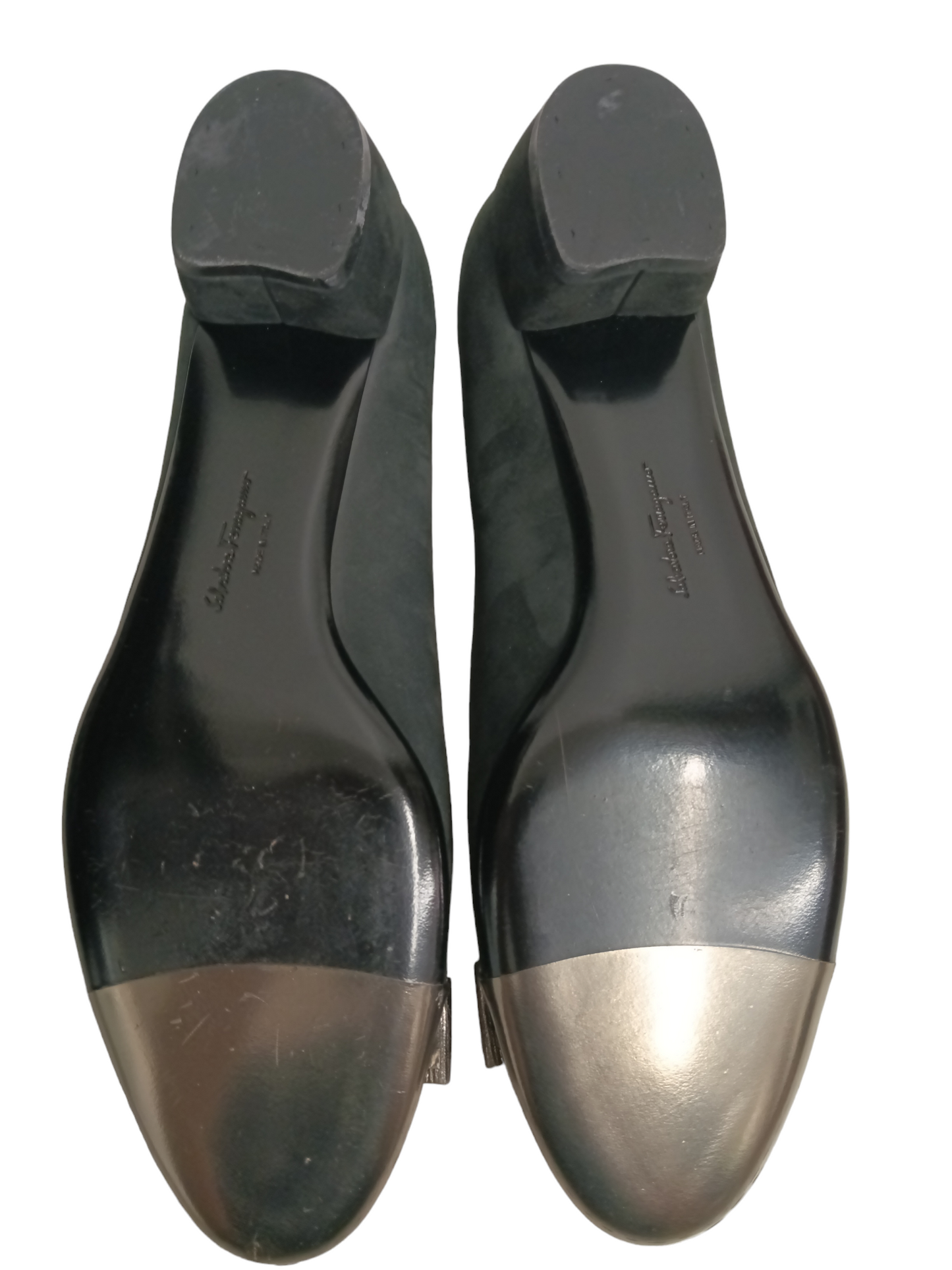 SALVATORE FERRAGAMO SINDY SIZE 39.5 BLACK/SILVER 3DV 14758