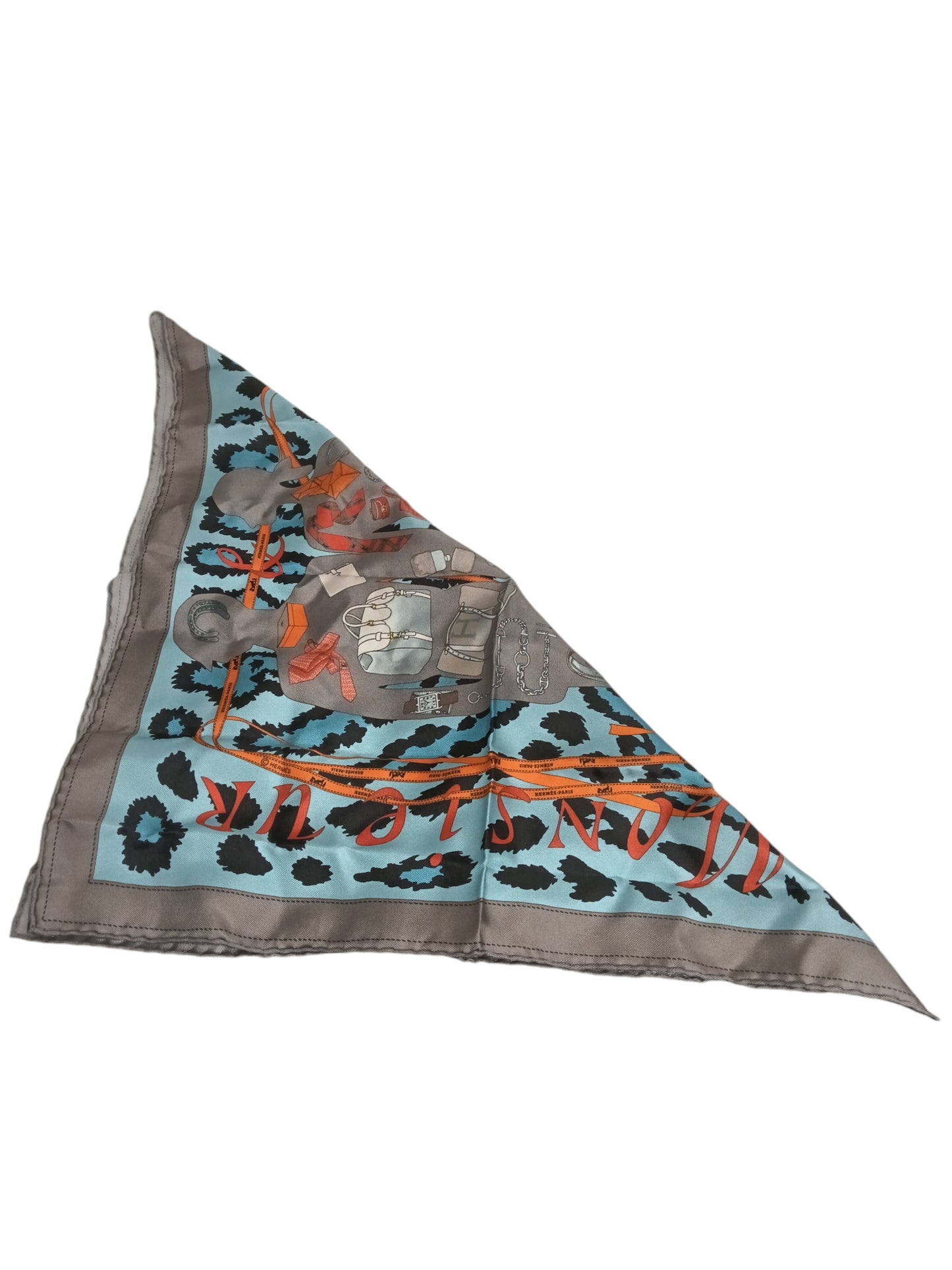HERMES HANDKERCHIEF CARRE 40 MONSIER ET MADAME GRAY