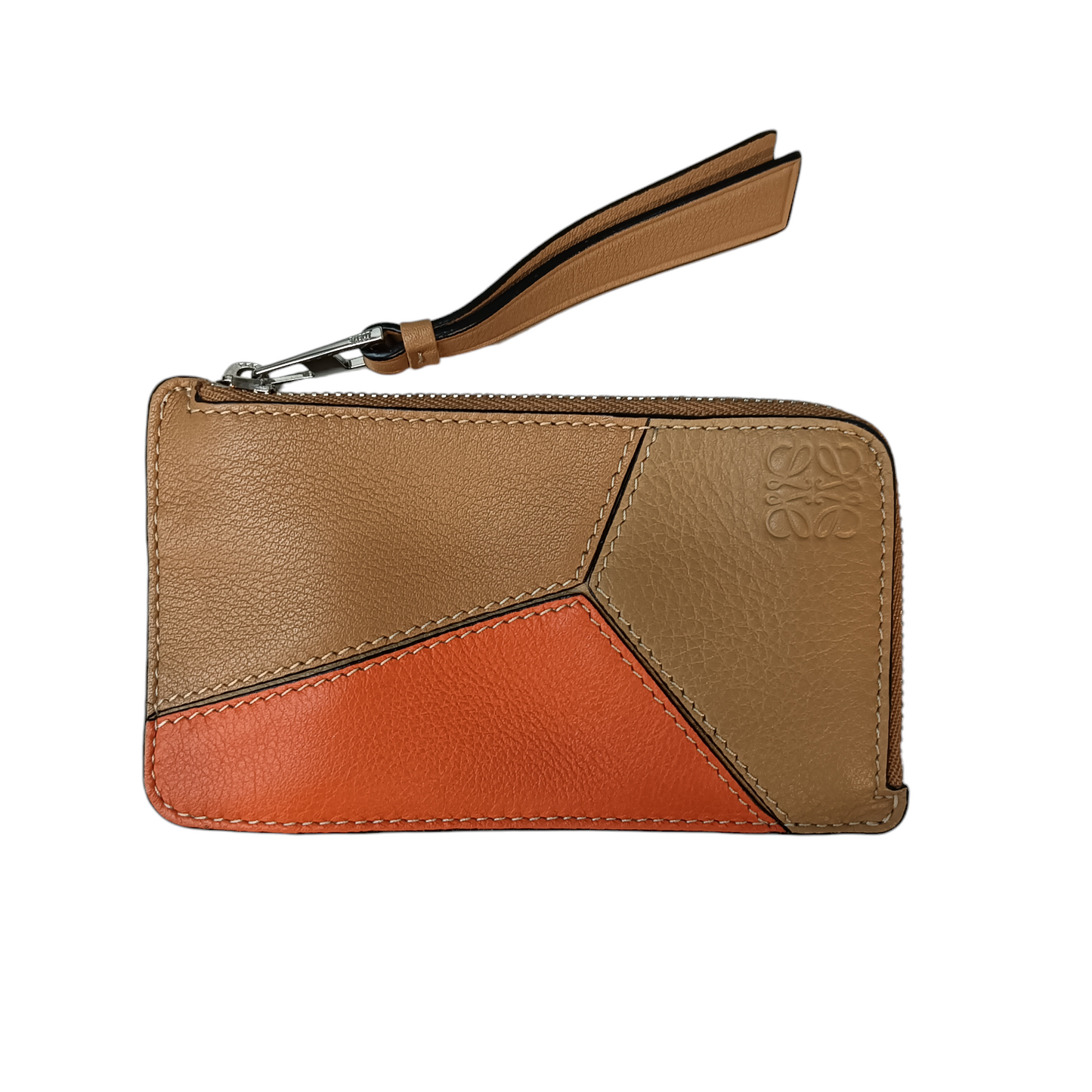 LOEWE Card Case 062242 Brown/Orange PUZZLE COIN CARD CASE