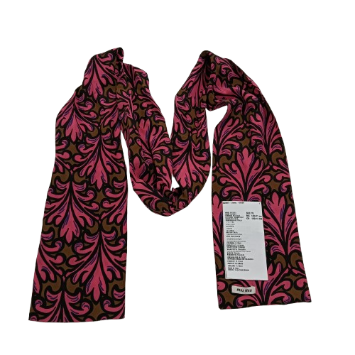 MIU MIU Scarf MCX176 1EUJ Shocking Pink/Brown Twill