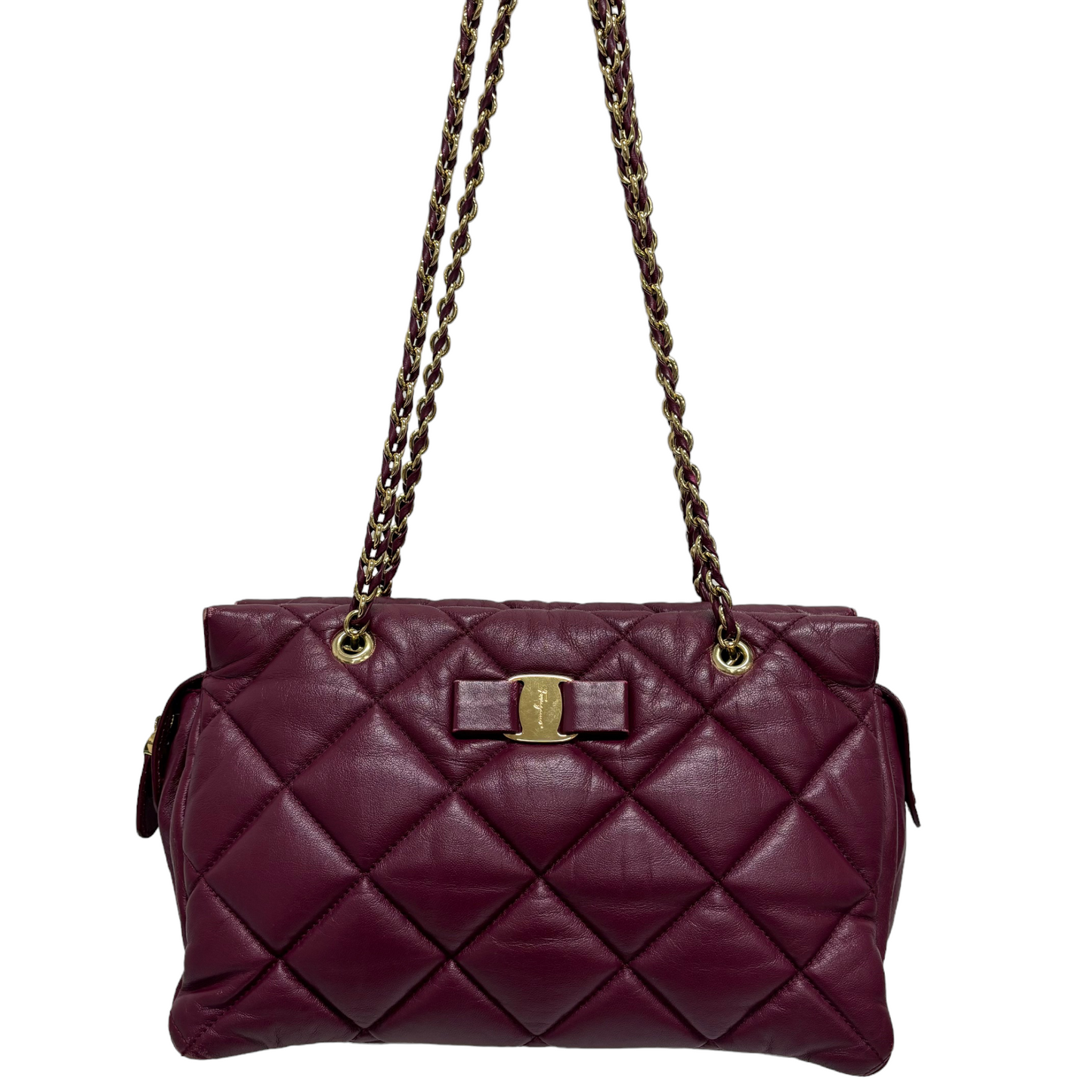 SALVATORE FERRAGAMO Handbag Purple AB-21 E743