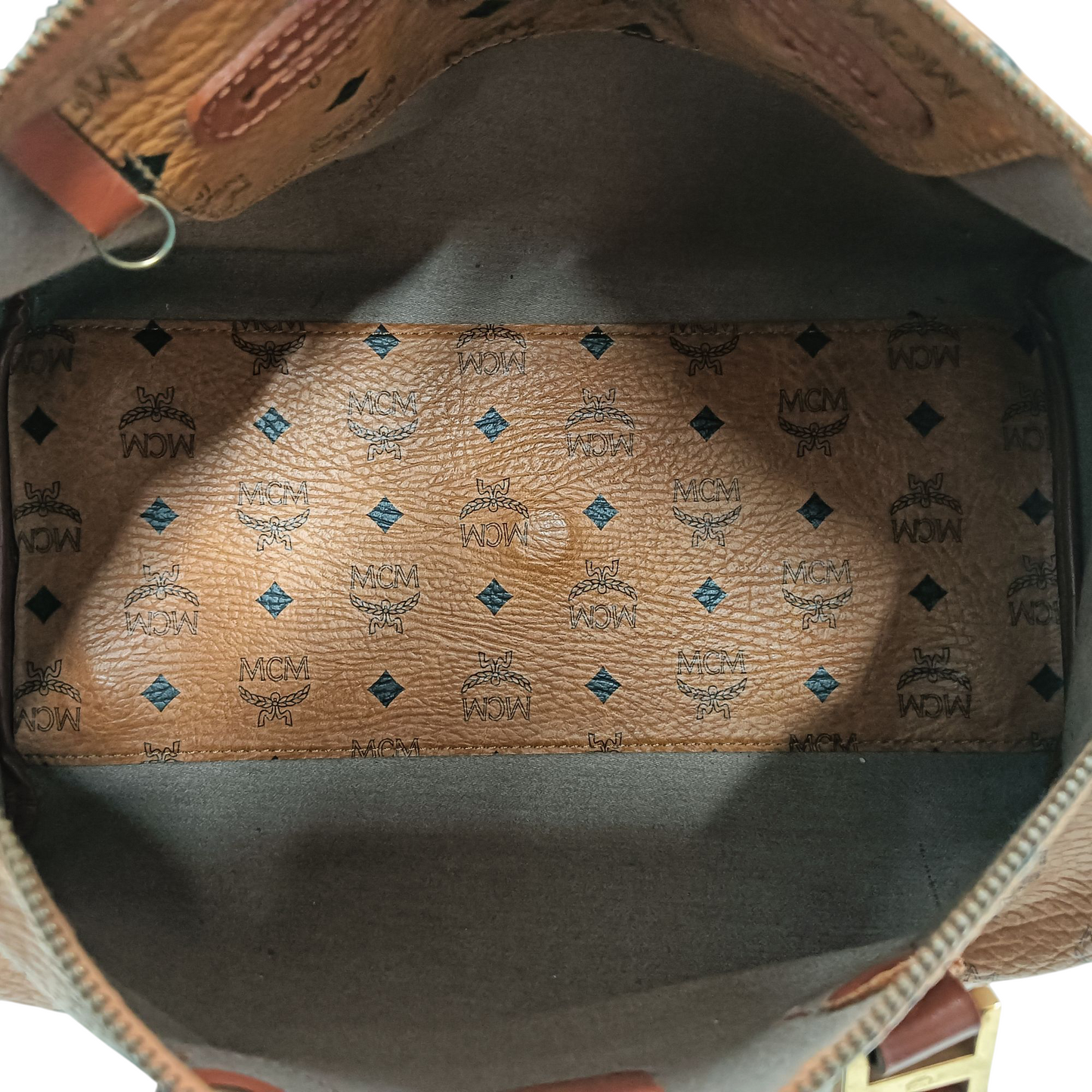 MCM Boston Bag Without Strap Brown