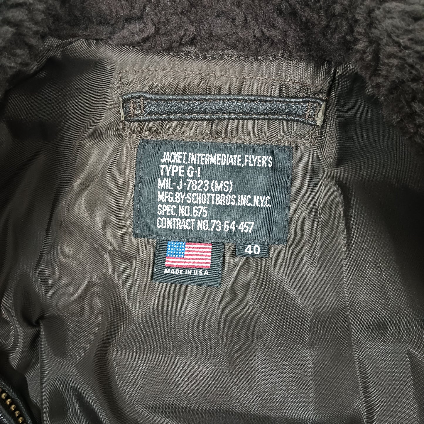 Jacket G-1 Flight Jacket Men's SIZE 40  675/MIL-J-7823