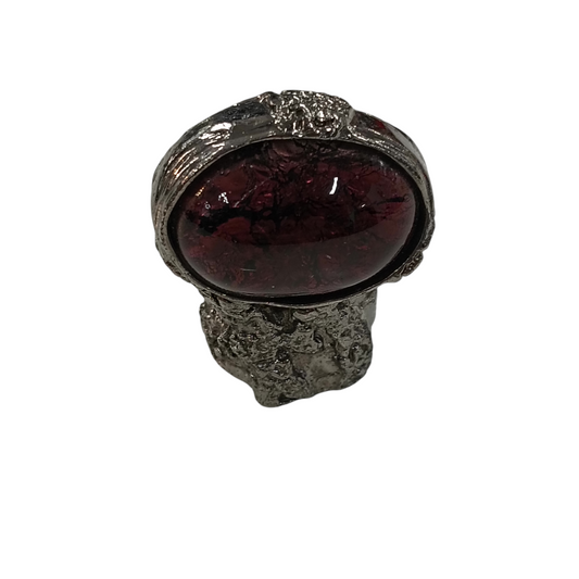 YVESSAINT LAURENT RING VINTAGE ARTY SILVER/PURPLE