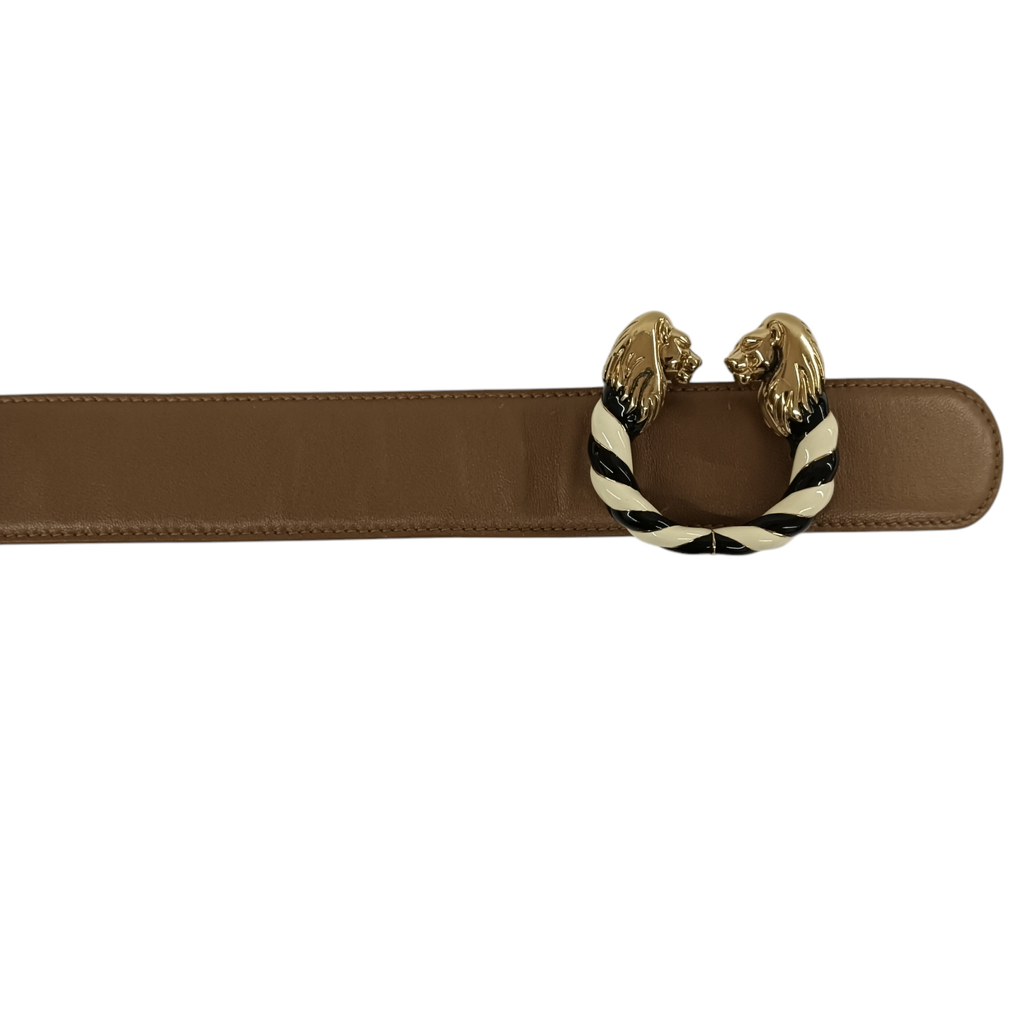 BVLGARI Belt 85 Rank (BC) Brown Lion *Damage