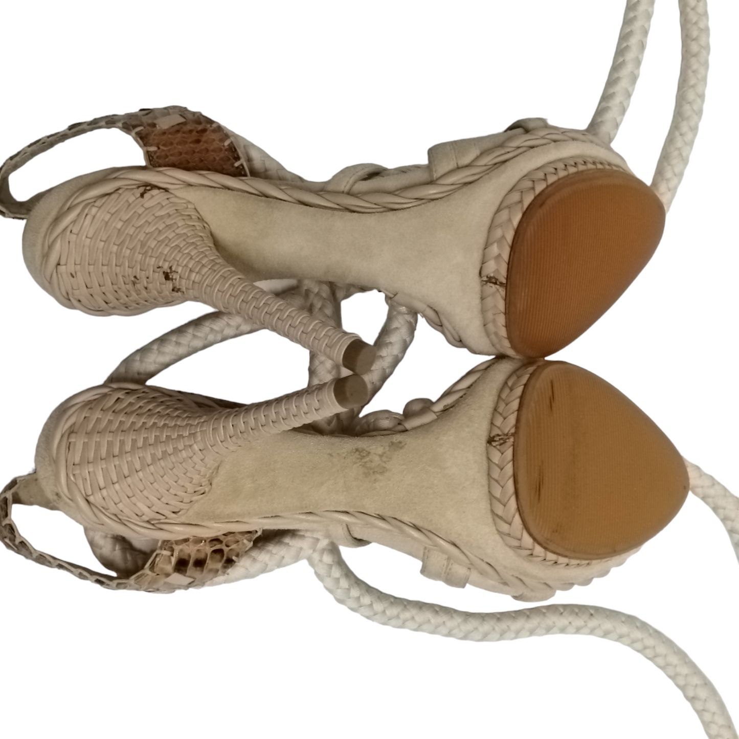 Christian Dior Sandal Lady's Beige Snake Leather