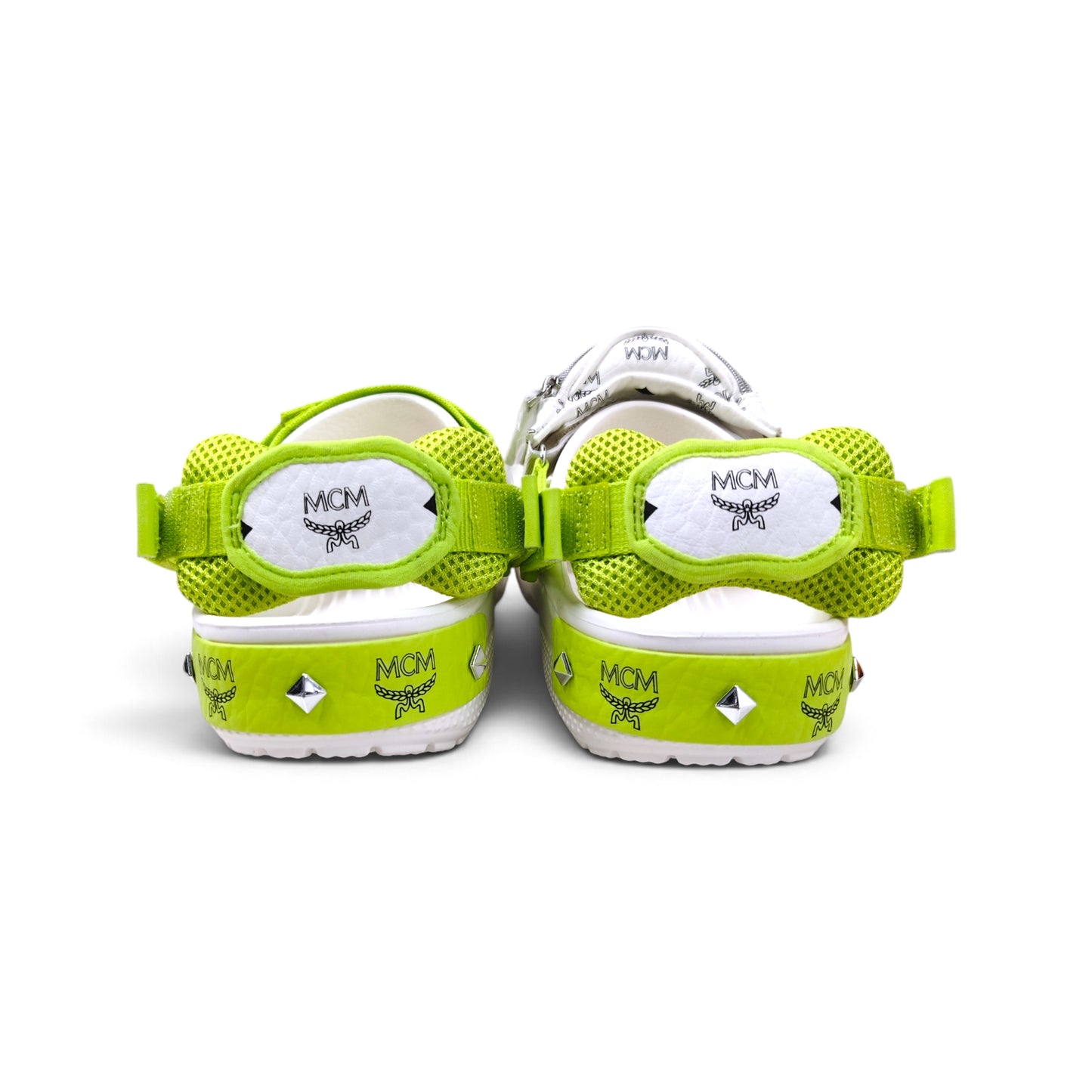 MCM X Crocs Classic Clog Shoes Size 7 US Unisex White And Green X1316 Rank A
