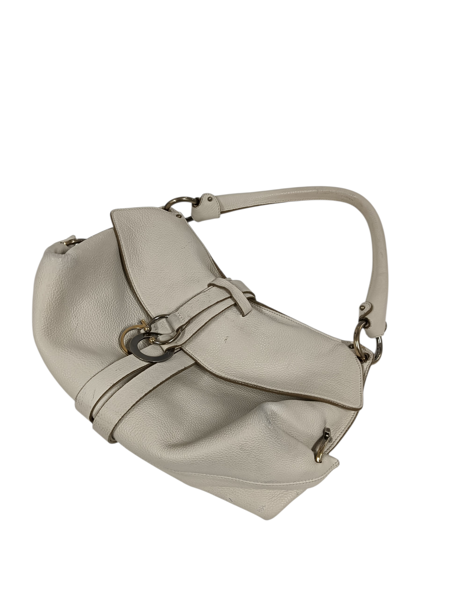 Salvatore Ferragamo Shoulder Bag White EE-21 B643/ Rank(B) Stain/Damage