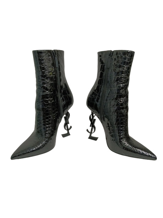 SAINT LAURENT PARIS BOOTS LADY'S BLACK AU 639599 OPYUM PATENT SIZE 37 RANK(B) *DAMAGE