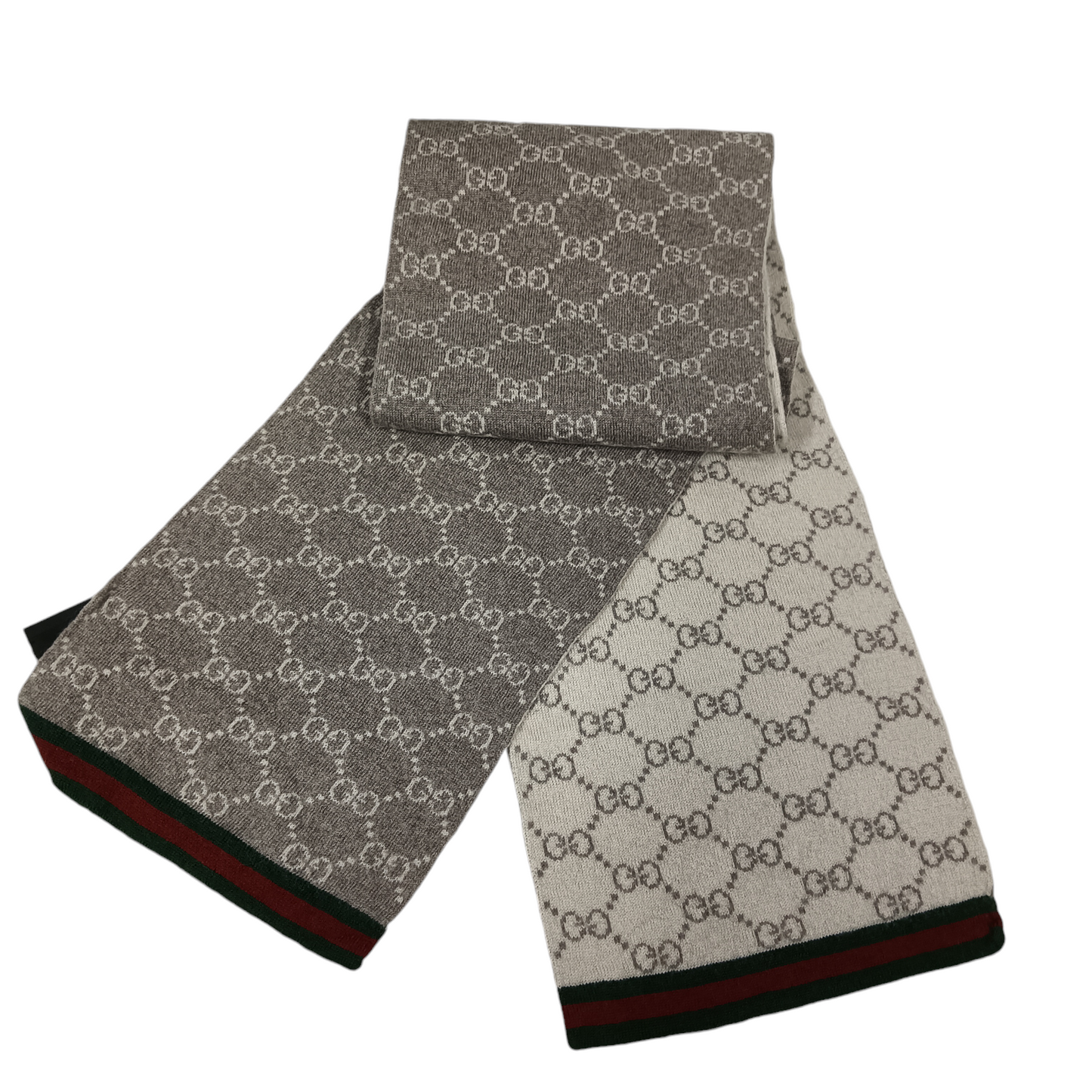 GUCCI SCARF LIGHT GRAY/GREEN/RED