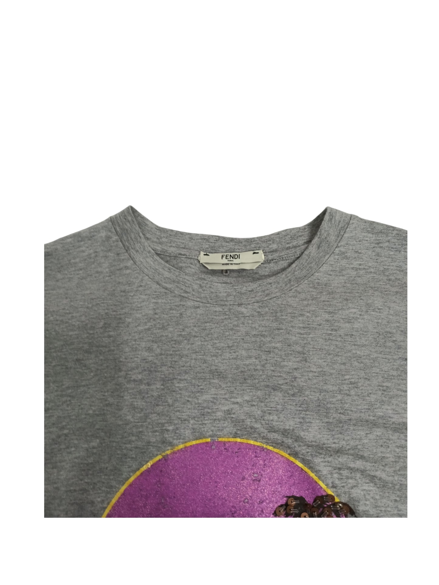 FENDI T-SHIRT SIZE S LADY'S GRAY FS7011 A3BM *TAG DAMAGE