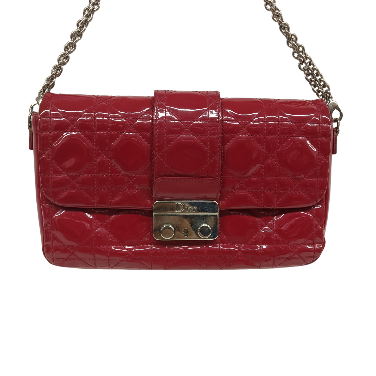 CHRISTIAN DIOR Shoulder Bag Canage 02-LU-0102 Red Damage