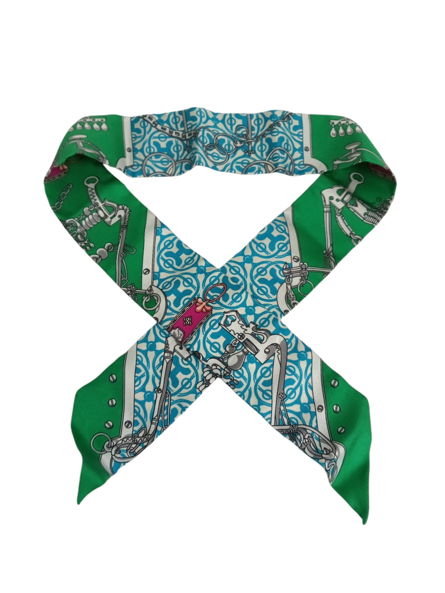 HERMES SCARF TWILLY GREEN/BLUE