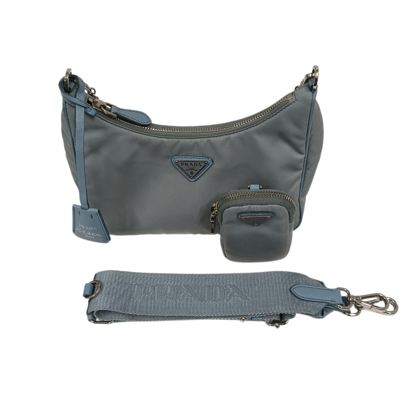 PRADA 2WAY Bag Blue Re-Edition 2005