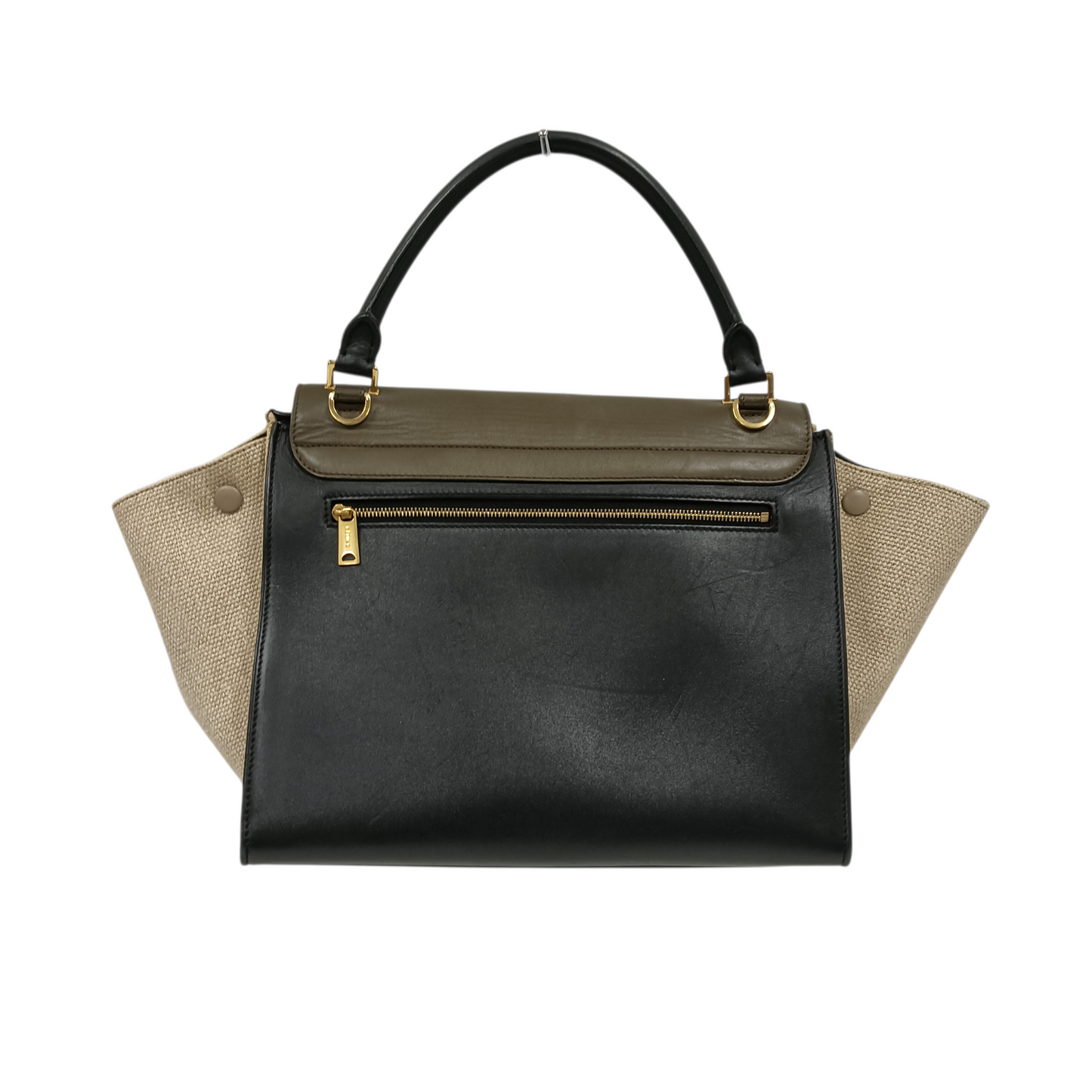 CELINE 2WAY Bag Trapeze Medium U-CU-1123 Olive/Black Damage/Stain