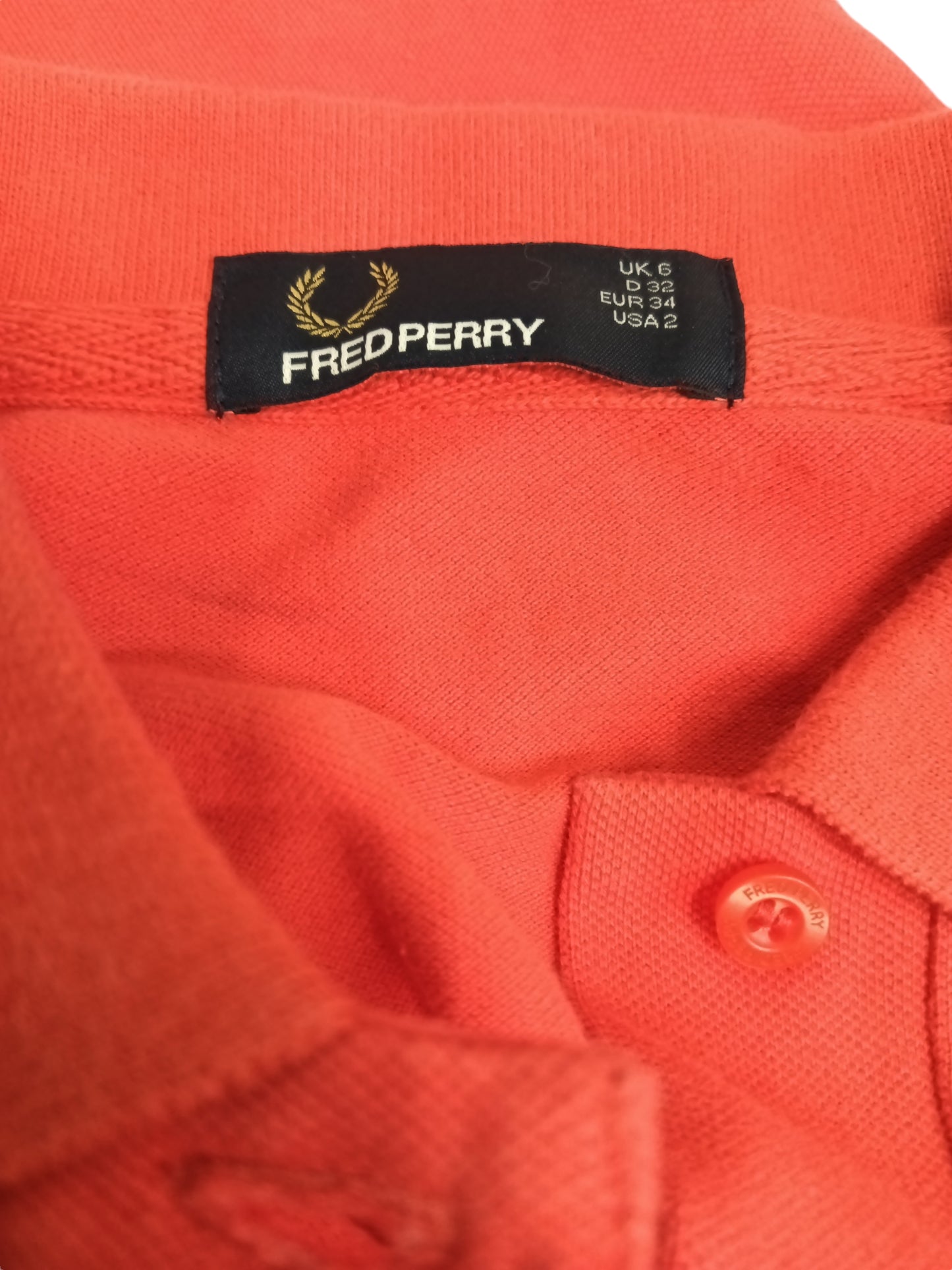 FRED PERRY POLO SHIRT SIZE 34 LADY'S RED G3600 UNUSED ITEM