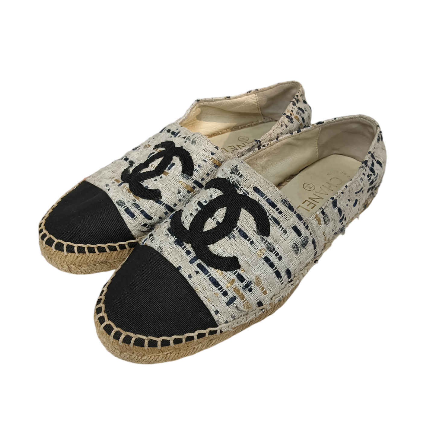 CHANEL Espadrille 37 Lady's White/Black G29762