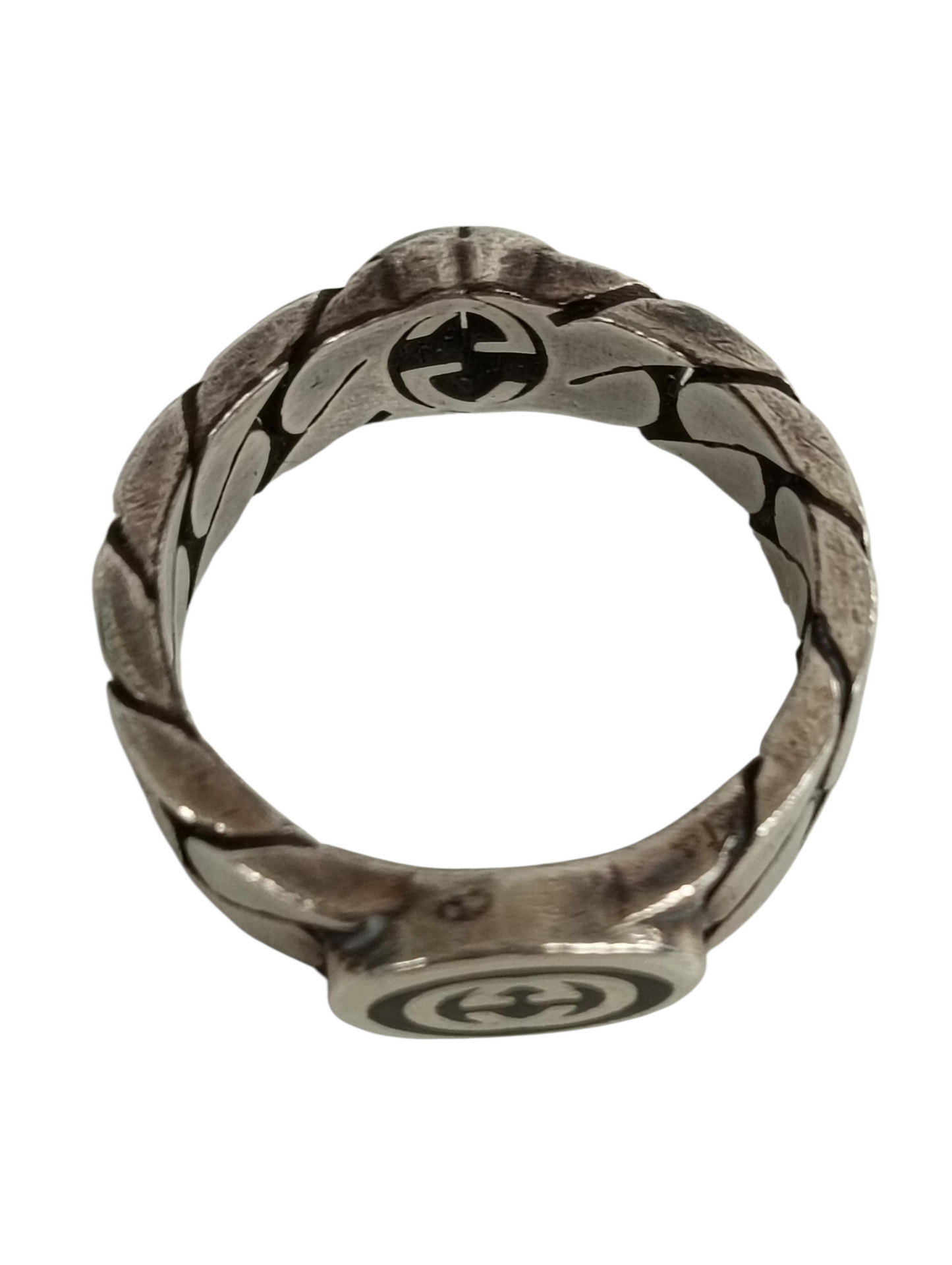 GUCCI Ring Sterling Silver Interlocking Silver