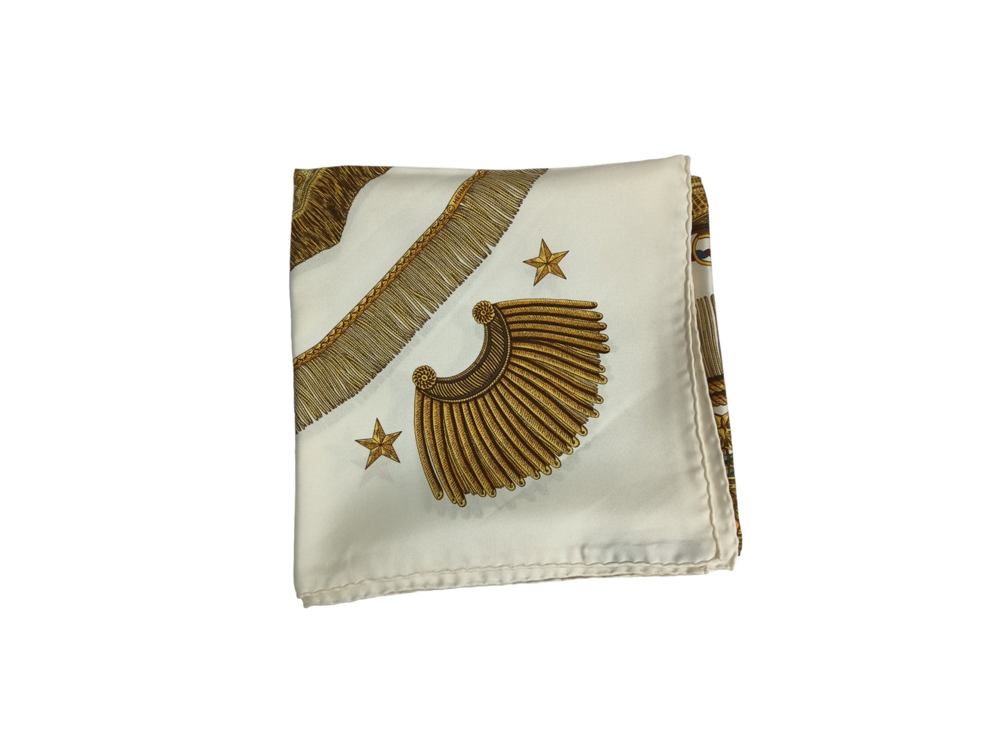 HERMES SCARF BEIGE/WHITE POSTE DE LAVALERIE